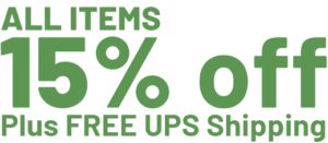 all items 15% off plus free shippin