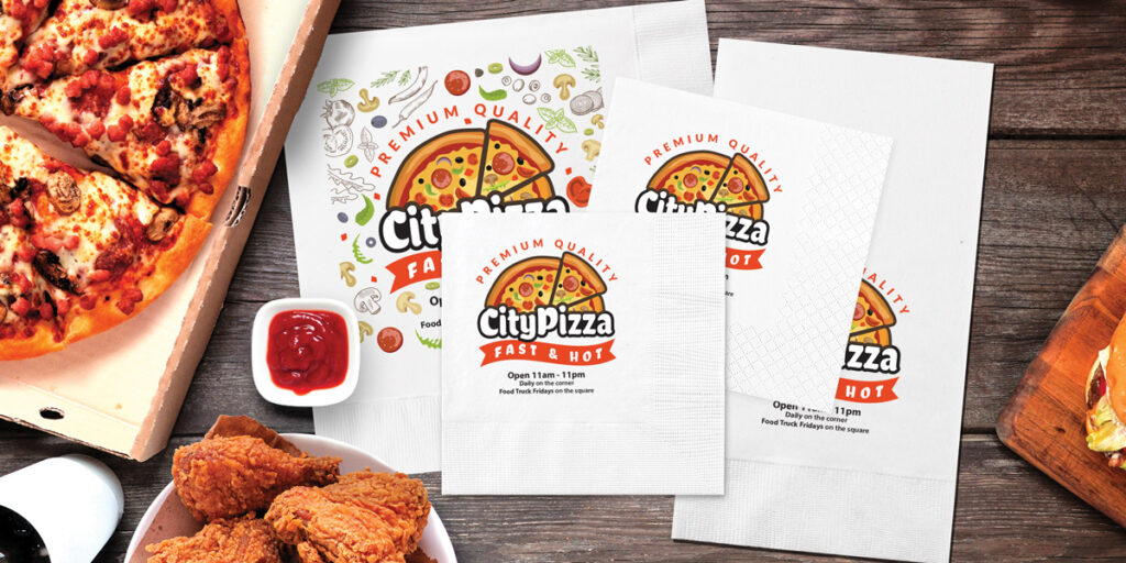 Custom personalized restaurant and bar napkins.
