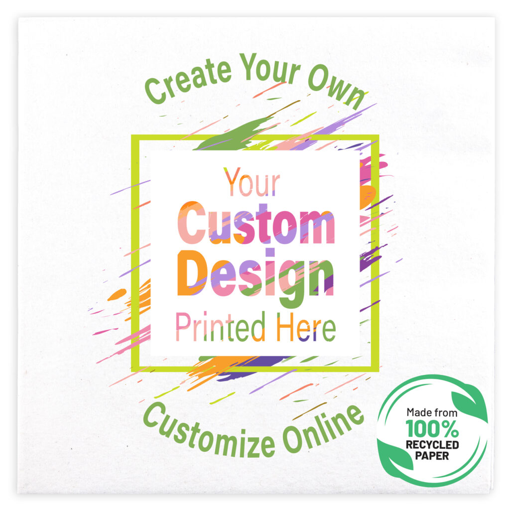 100% recycled cocktail napkin non embossed printed your custom design here B.E. Green Napkin Company beverage napkin