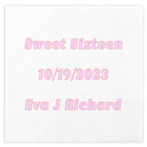 100% recycled custom cocktail napkin for a sweet sixteen birthday party