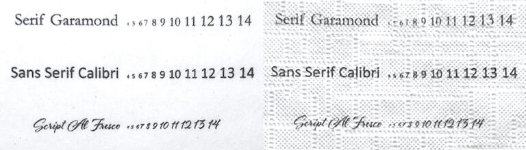 font sizes and print quality